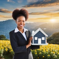 Image of an insurance agent holding a house for protection